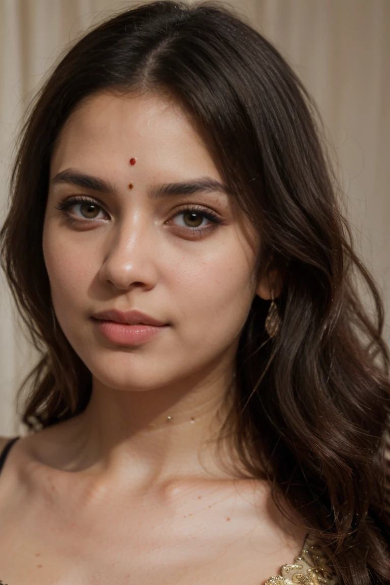 (best quality,4k,8k,highres,masterpiece:1.2),ultra-detailed,(realistic,photorealistic,photo-realistic:1.37),beautiful detailed eyes,beautiful detailed lips,extremely detailed eyes and face,longeyelashes,1girl,indian woman,thin saree,intricate jewelry,flowing hair,serene expression,ornate background,warm lighting,muted color palette,ethereal