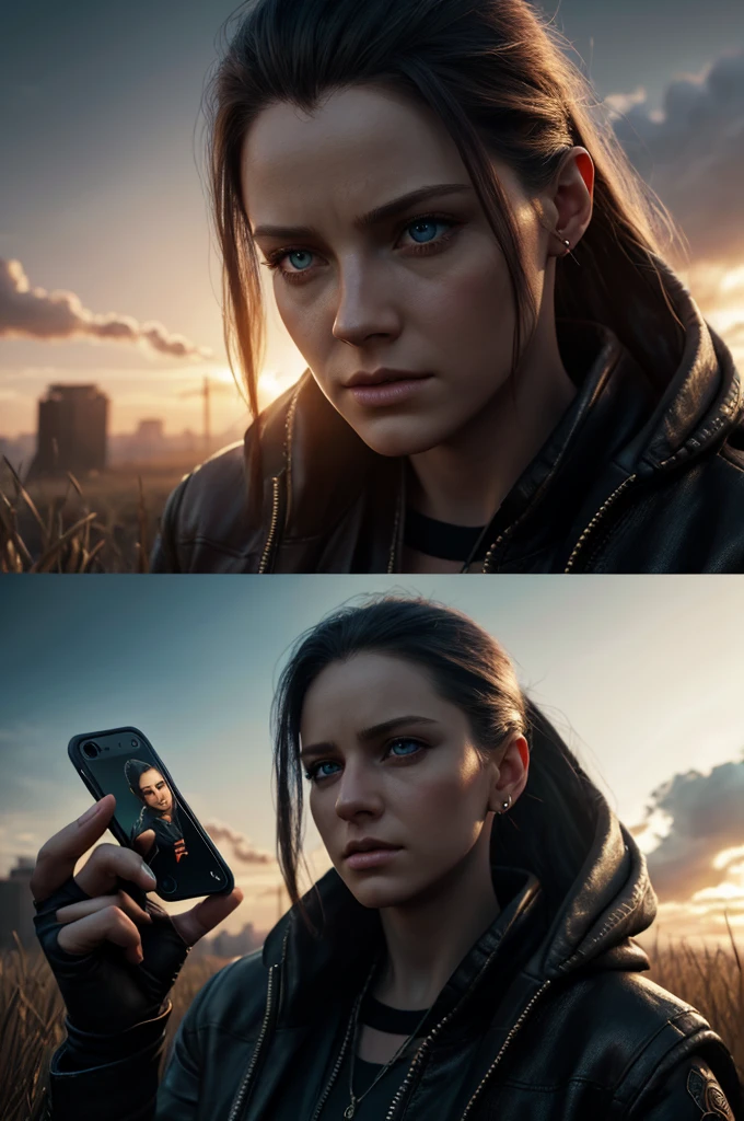sarah: hot of a gorgeous, fire eyes, pale skin, tanding outside on her phone, looking at phone, fantasy art,epic portrait illustration, cinematic realistic , feeding on a man in a field at night , portrait, realistic digital art 4 k, realistic digital art 4k, cinematic digital painting, ultra realistic concept art, very detailed digital painting, 4k concept art and hyper realism, cyberpunk art ultrarealistic 8k, emotional concept art