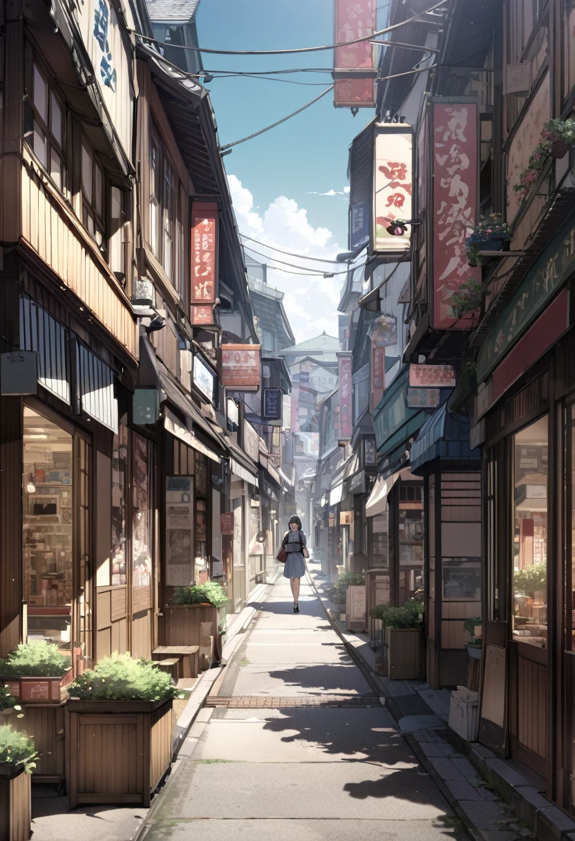 extremely clear 8K wallpaper, extremely beautiful and well-shaped scenery, absurdres, masterpiece, by Posuka Demizu,Nostalgic scenery, double exposures of a decadent Japanese arcade shopping street from the Showa era and the bustling scenery of the past superimposed here and there on the shopping street, many stores with their shutters down,