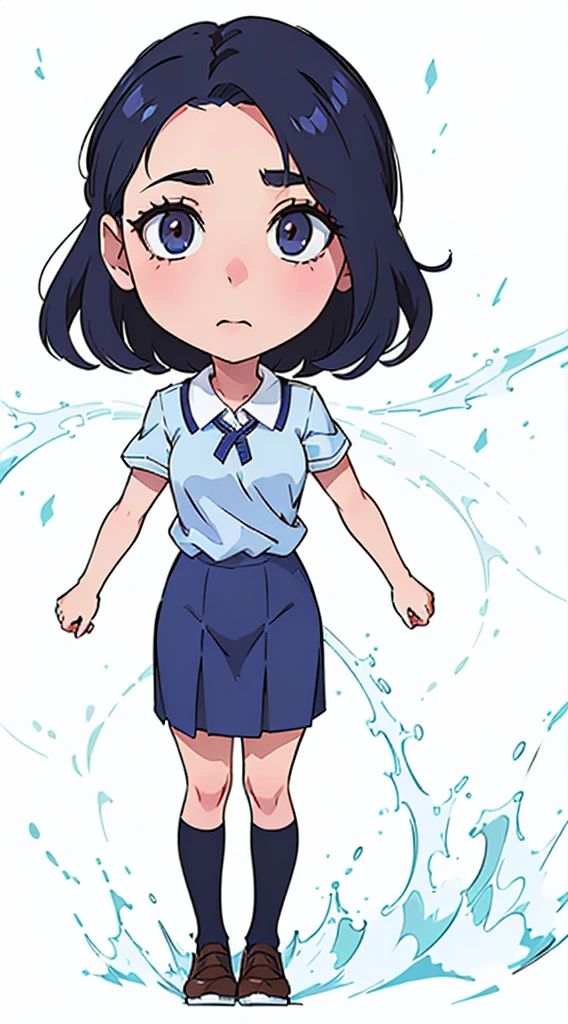 Female teacher in blue dress and white shirt, Blow blow, Wearing school uniform, Wearing school uniform, Nagatoro, Samada, Anime vtuber full body model, Anime girl named Lucy, As anime character, Wear Japanese , JK, Full body pictures, Single character full body, Girls stand, Style Anime,26-year-old primary school teacher