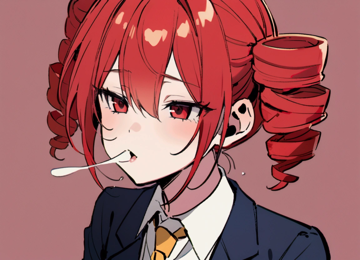 Red hair, whistling, school blazer,