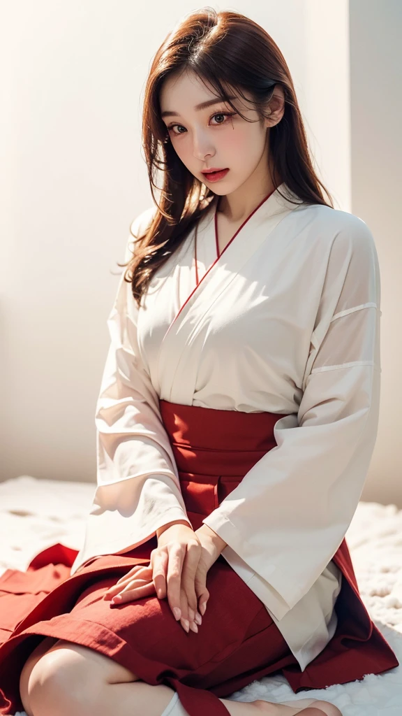 (Snow Woman:1.4),(Snow Mountain),(Snowstorm),(High resolution:1.3), (Super detailed:1.3),One girl, Very detailed CG ユニティ 8k 壁紙, (Detailed skin texture, Detailed cloth texture, Detailed hair texture), Beautifully detailed face, Supermodel, Pale skin, Realistic glistening skin, (RAW Photos, Highest quality), (Realistic, photo-Realistic:1.4), masterpiece,wonderful, In detail, Very detailed CG ユニティ 8k 壁紙, Large file size, Very detailed, High resolution, Absurd, Soft Light,Rim Light, Vivid details, Short Bob Hair, pale hair color, Big Natural Color Lip, (Perfect figure), Beautiful feet, break (White and red theme), (White kimono tops:1.2) , (Red high waist maxi skirt:1.4), (Long sleeve), (Kimono collar), (White Kiomno with red outline), (White very short ankle socks), (Geta Can),
(Crying a little)、A small smile, 、20-year-old girl、Cute type、Lolita、Detailed hands、Detailed legs、Abdominal muscle contour、Chest Chakra Guo、