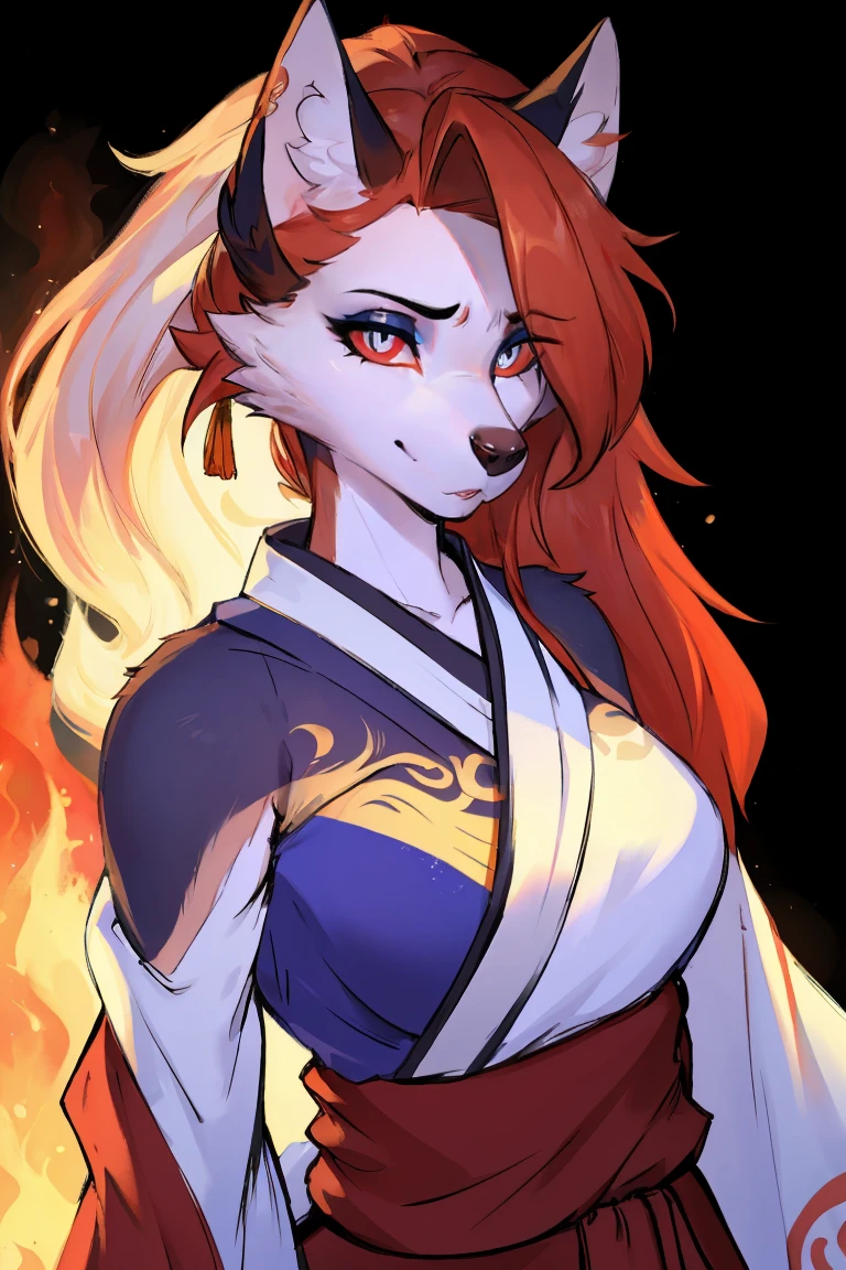 (Hanfu:1.5),best quality,Astonishing,masterpiece,Beautifully,Extremely detailed,Ultra-high resolution,Intricate details,Exquisite and detailed,Meticulous attention to detail,8k resolution,Red Eyes,hairy,Wolf女,Big watery eyes, Wearing red clothes, Fine hair, Chinese Beauty, Wearing Chinese clothing, Flowing tulle, (Light Silk:1.2),(Clean background), Wolf_girl,Beautiful figure,Height 193 cm,Fire Spirit Portrait, Long flowing red hair,close_up, Fluffy_fur,Long eyelashes,Flowing Chiffon,Well-proportioned body,Perfectly detailed facial features,(perfect detailed eyes:1.5),