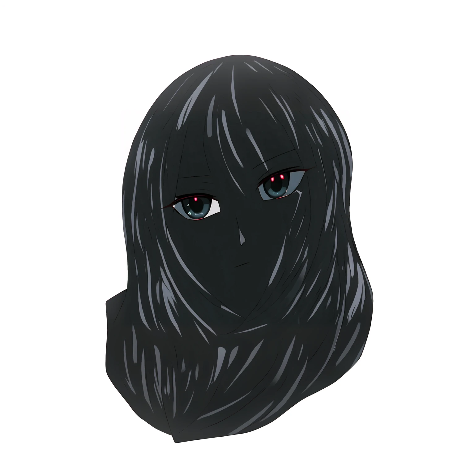 There is a black vase,There is a black head on it, mysterious Black slime, Black fluid simulation, Wavy brunette hair, Black wavy hair, Black latex sculpture, obsidian slime, black plastic, swirling black hair, Flowing black hair, black resin, Deep black porcelain skin, Swirly black hair, Black slime, Black latex woman with balaclava transforms the picture into 2d image