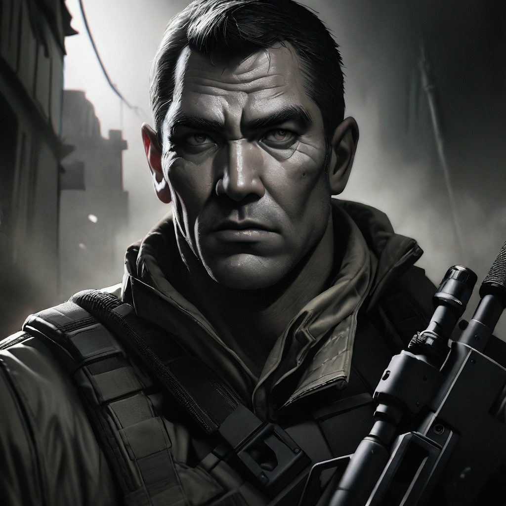 a highly detailed portrait of Golgo 13 holding a sniper rifle, hyper realistic, extremely detailed facial features and expression, intense gaze, tactical military gear, realistic weapon details, dramatic lighting, cinematic composition, muted color palette, gritty and grungy atmosphere, masterpiece, 8k, ultra-detailed