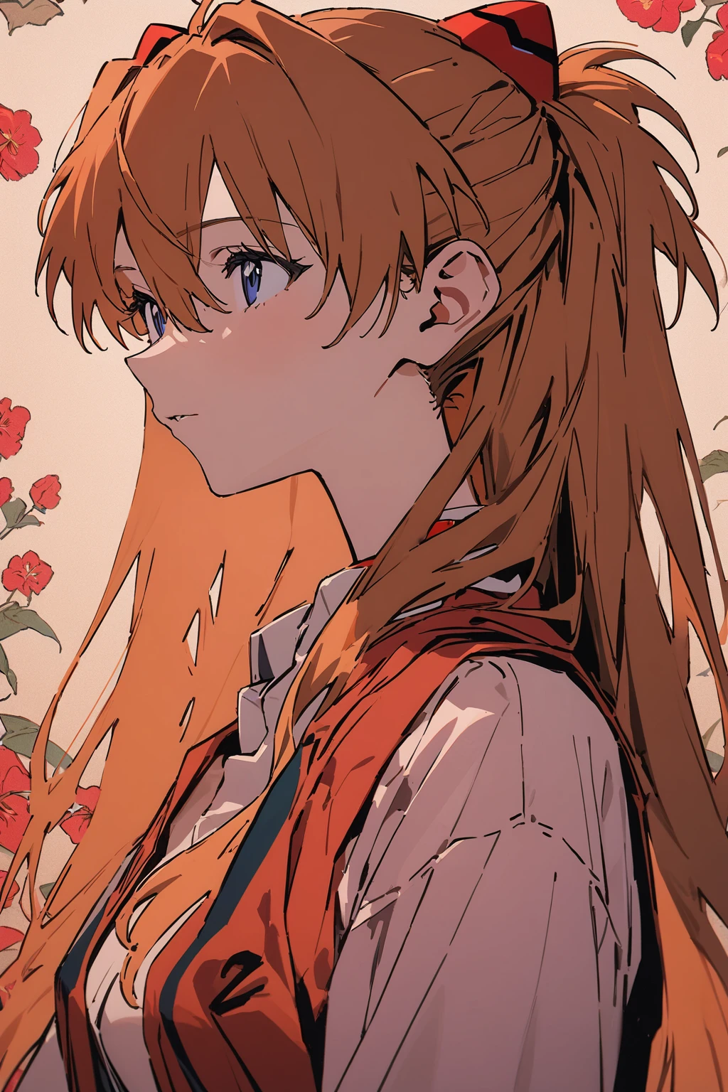 newest,masterpiece,best quality,Beautiful anime portrait,Oriental Wallpaper,1girl, souryuu asuka langley, Neon Genesis Evangelion,Solid color background