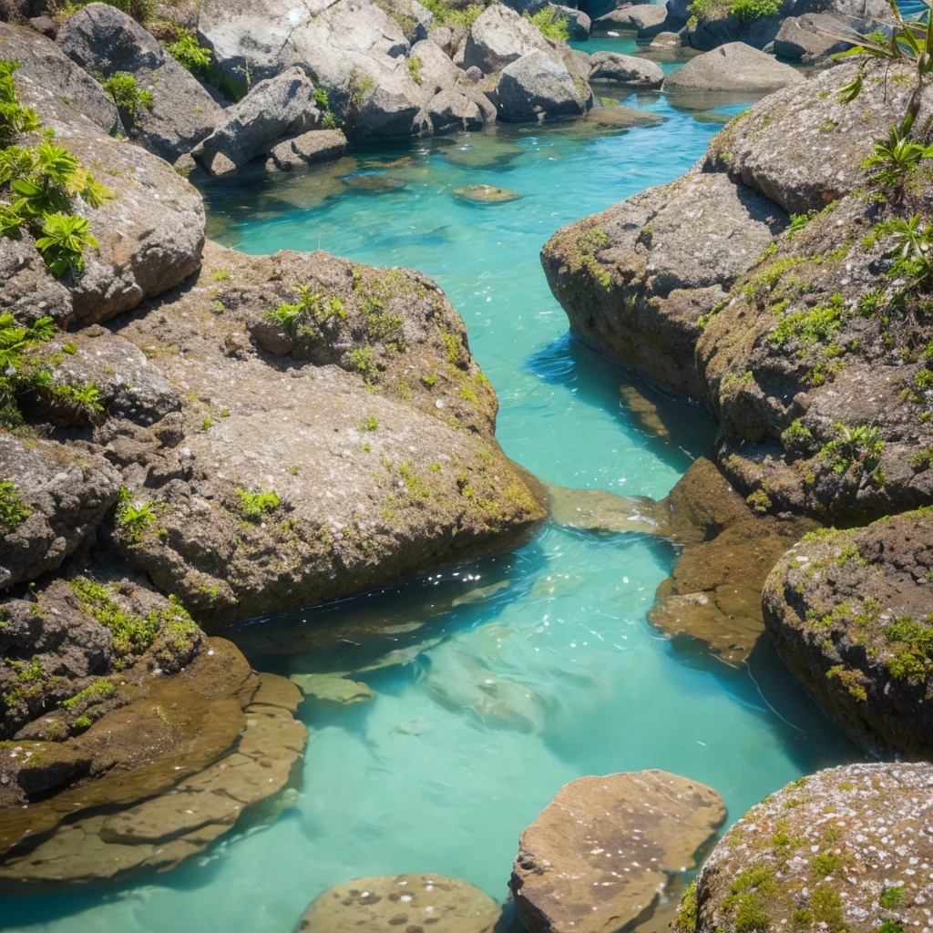 close up shot of rio cristalino you can see the fish and rocks