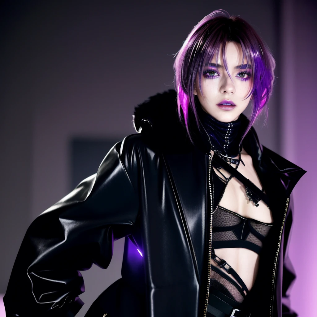 フェイスペイントをしたサイボーグのBeauty, whole body, cyber punk, Fashion Model, Beauty, Francis Bacon&#39;s painting style