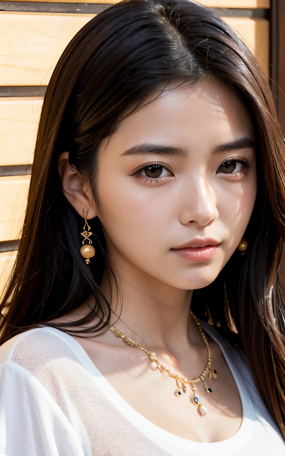 (((20 year old Japanese girl)))、Photorealistic、High resolution、Soft Light、1 female、solo、Raise your hips high、（Detailed face）、Tattoo、jewelry、Eyes that invite the viewer、Lover&#39;s point of view、Inviting expression、Sexy smile、Perfect Style、Perfect balance、Detailed skin、Mischievous Gaze、I can see your chest、The clothes are see-through、Clothes are transparent、The clothes are transparent、(Big Breasts：1.3)