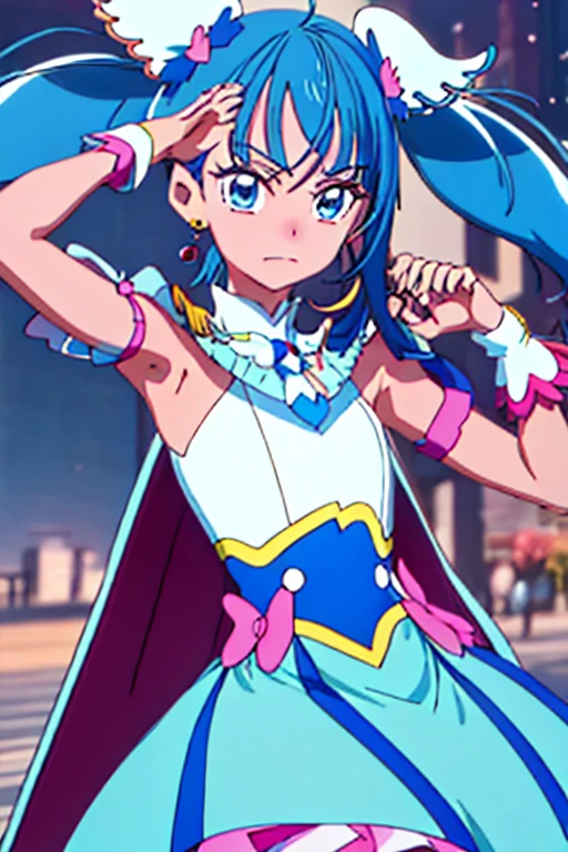 Split in the middle,Screen Split,Anime characters in a split image on a red and blue background, Gap Moe Yandere Grimdark, Anime Moe Art Style, From desire, The charming Ryuko Matoi, ryuko matoi, Devil Anime Girl, Favorite character, anime style like fate/Stay Night, Blue and Red, UFOTABLE art style, The battle between good and evil,Cure Sky,Dark Sky