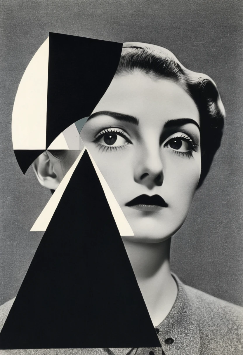 Man Ray:dadaist。Minimalist geometry,Multi-layer collage,Irregularly cropped photos to create a collage,Gray empty