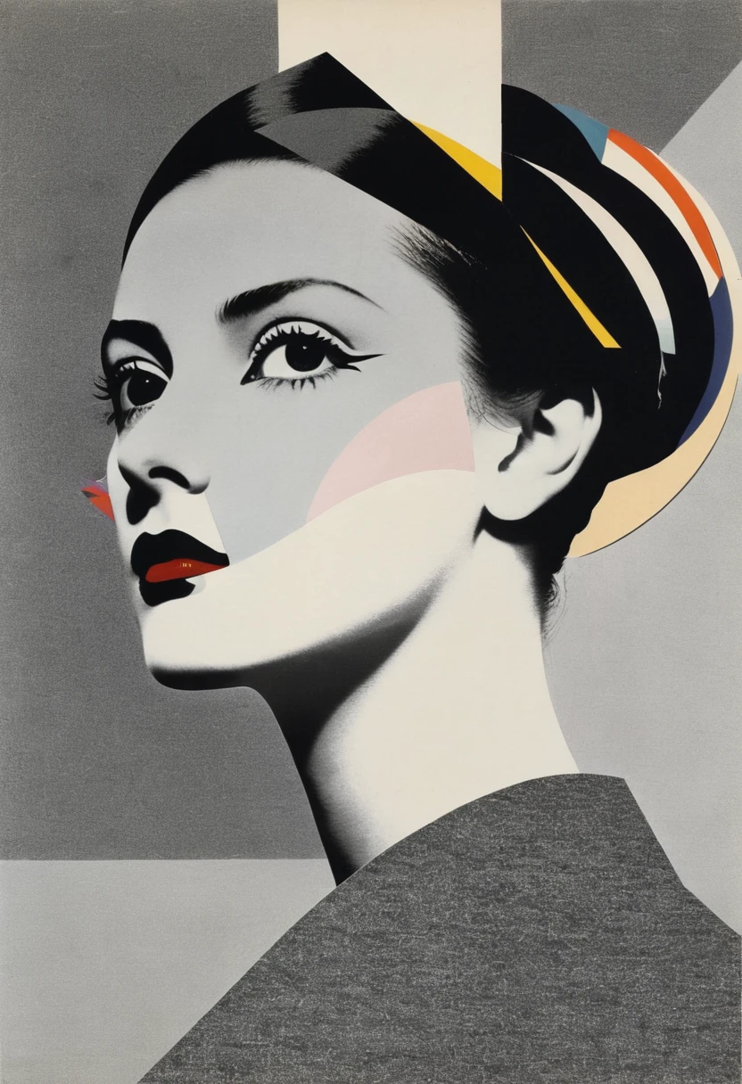 Man Ray:dadaist。Minimalist geometry,Multi-layer collage,Irregularly cropped photos to create a collage,Gray empty