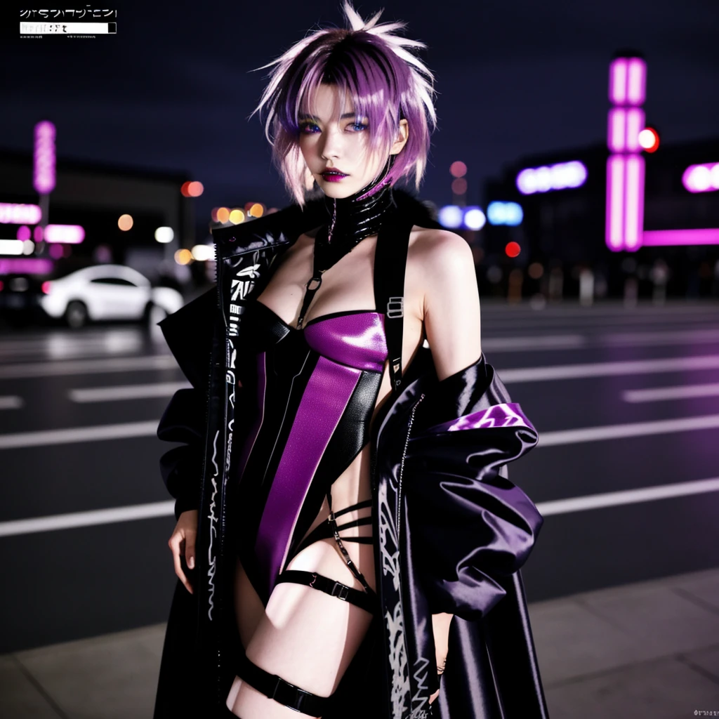 フェイスペイントをしたサイボーグのBeauty, whole body, cyber punk, Fashion Model, Beauty, Francis Bacon's painting style