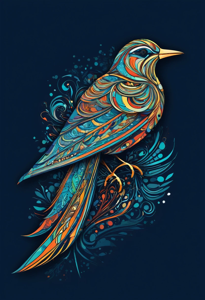 Generate a mesmerizing t-shirt image featuring a bird with an organic design style using SeaArt. Visualize the bird with complex nature-inspired patterns, combining perfectly with abstract shapes. The color palette should evoke a sense of harmony and earthiness. Experiment with feather-like textures and flowing lines to create a visually stunning composition. Seek a balance between realism and artistic abstraction, allowing SeaArt&#39;s capabilities to shine in creating a unique and captivating design.