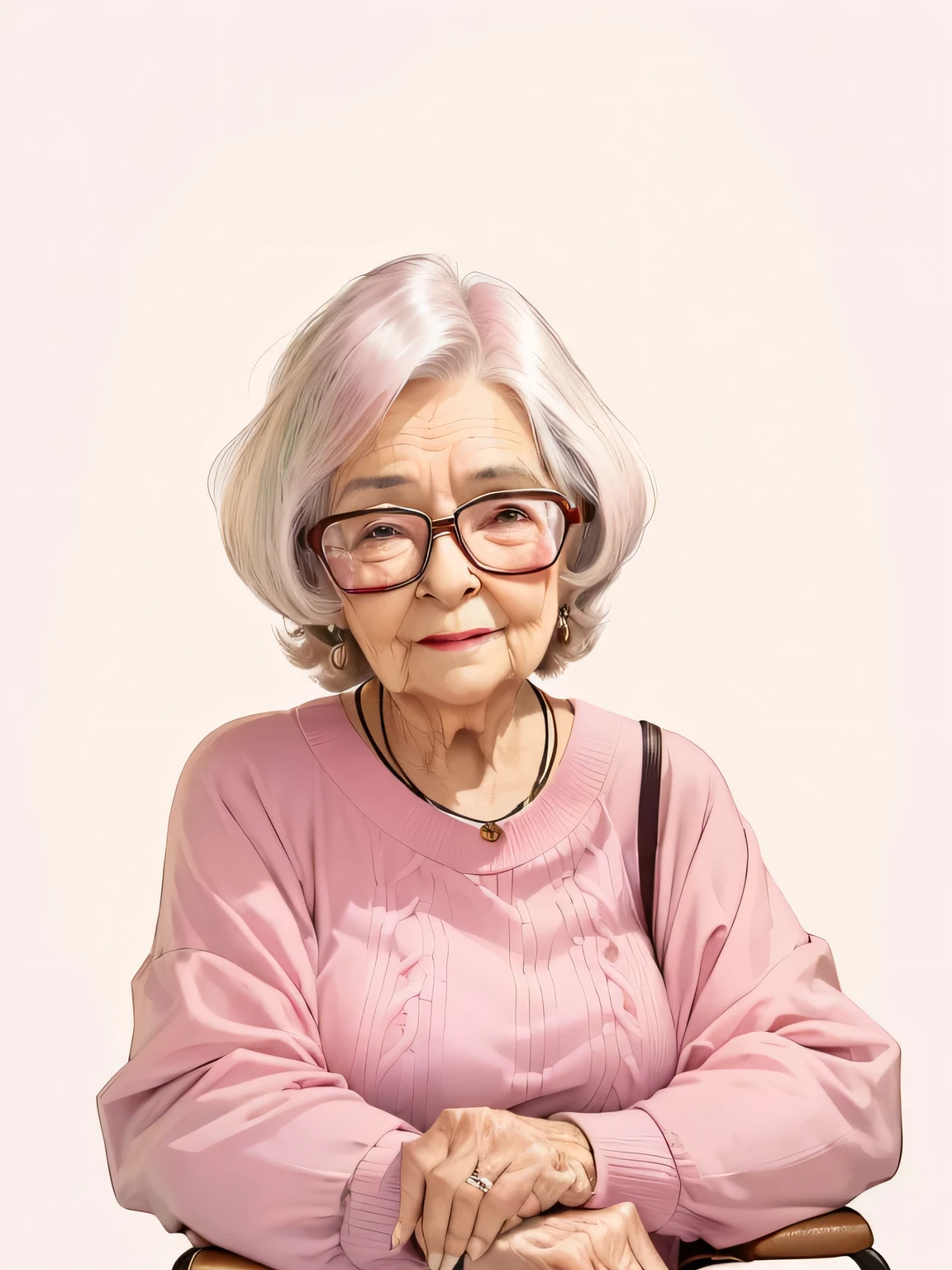 cartoon of an Old woman with glasses and a pink sweater, old lady, author：Gloria Munoz, Older women, an old lady, author：Hazel Armour, author：Alejandro Obregon, author：Hugh Hughes, author Ruth Jên, Woman wearing rose-colored glasses, author：Miloslava Sviridova, Old woman, old man look，