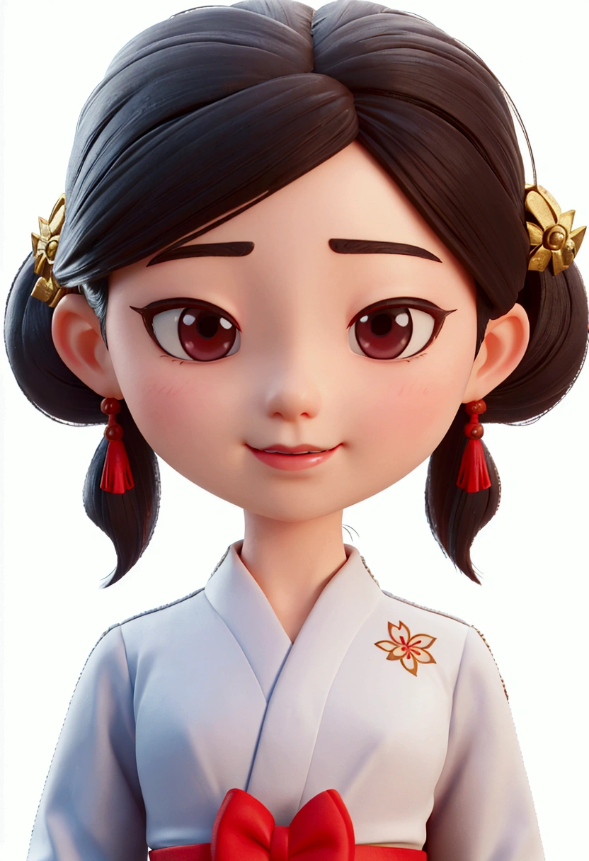 Close-up of a cartoon girl with a red bow, Rendering a cute 3D anime girl, Disney Rendering, Chinese Princess, Portrait of Mulan, Inspired by trees, Chinese Girl, Cute 3d rendering, Lovely characters, palace , Girl wearing Hanfu, Close-up characters, Japanese mascot 3D model
