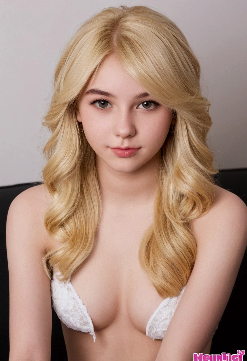 A very beautiful 18-year-old blonde e-girl with a very beautiful pussy