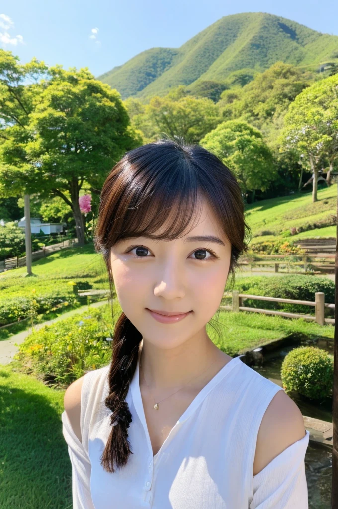 ((Highest quality)), ((masterpiece)), (detailed),Perfect Face,Japanese,landscape,Beauty,cute,Upper Body