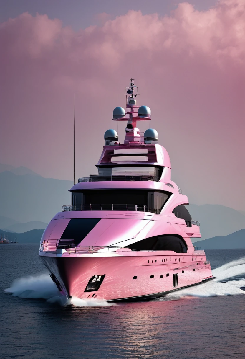 ultra detailed and luxury yacht in pink colour