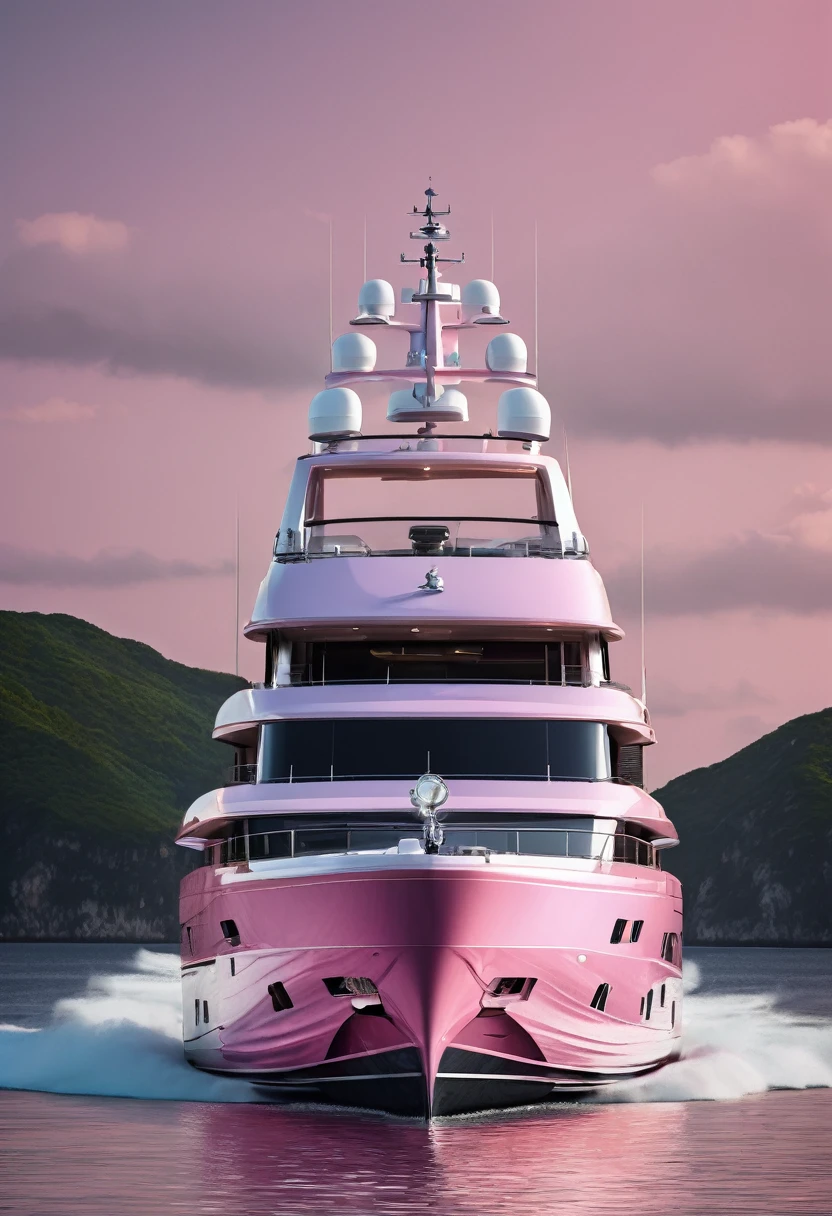 ultra detailed and luxury yacht in pink colour