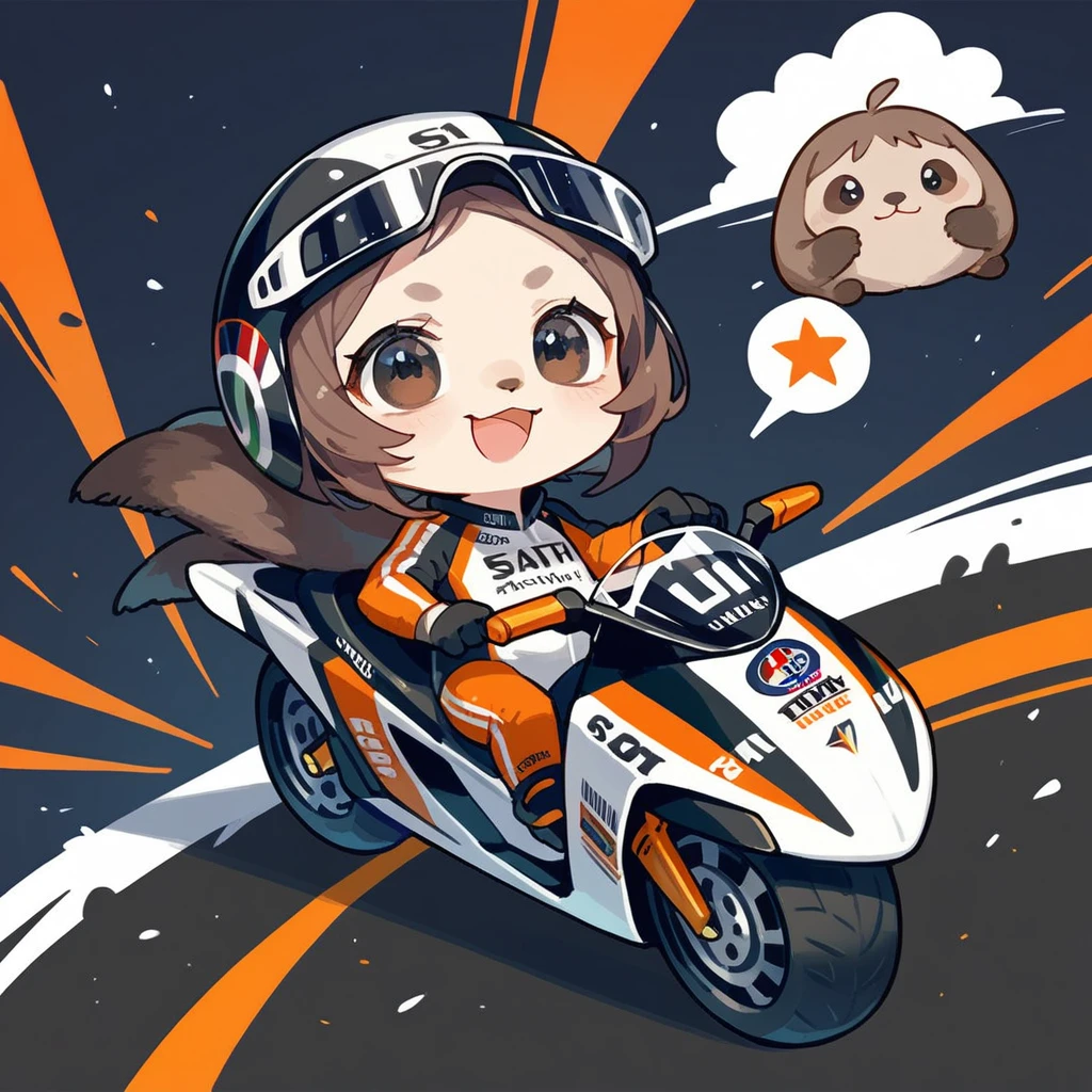 animal,chibi,sloth,super bike ,racing,biker,black racing suit