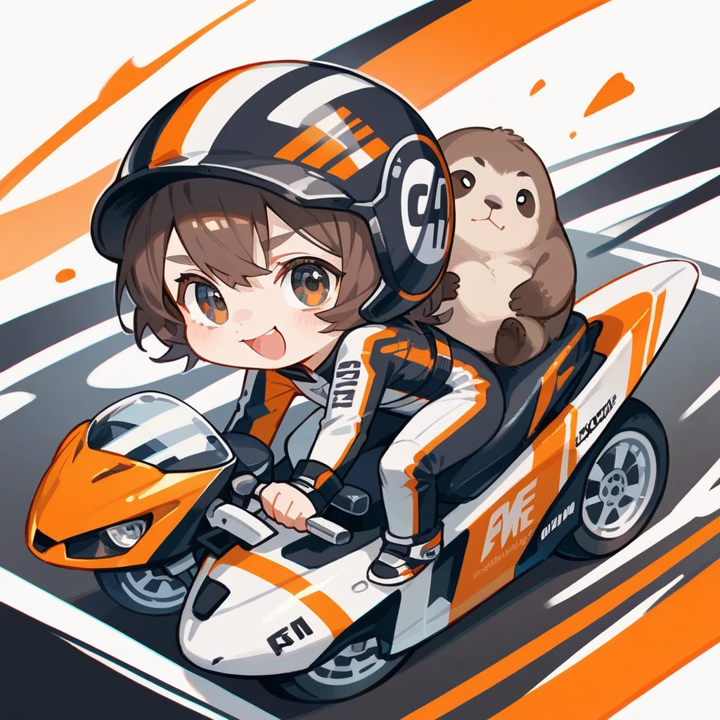 animal,chibi,sloth,super bike ,racing,biker,black racing suit