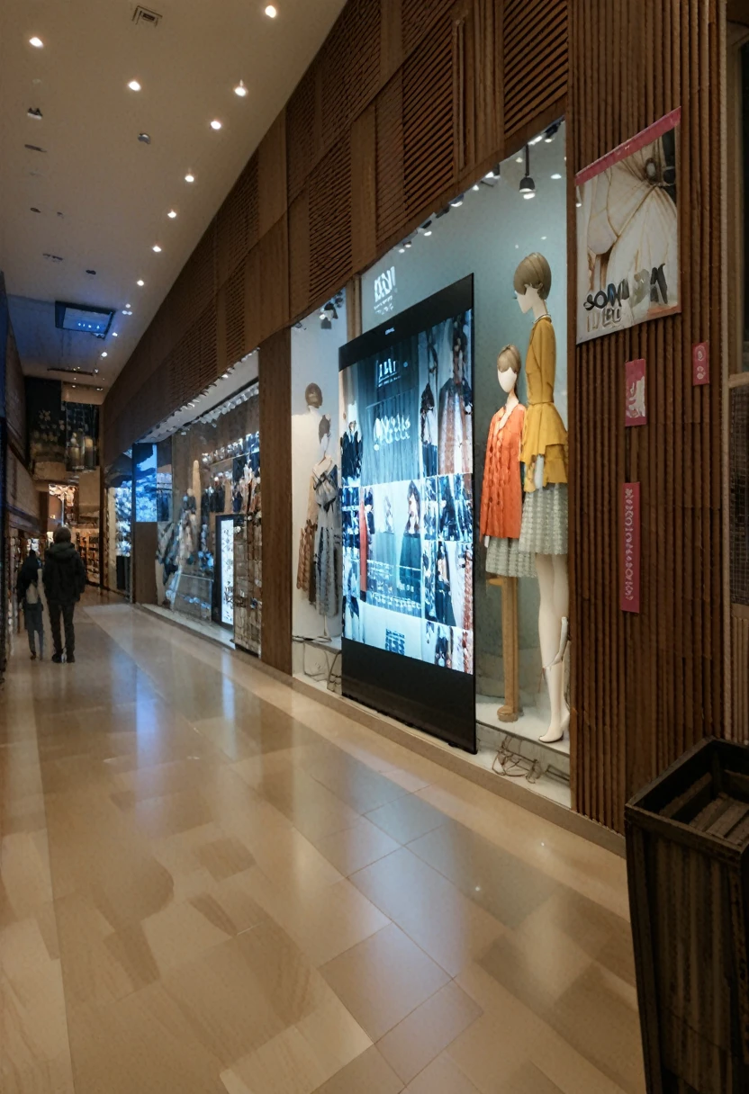 there are many mannequins in the store window of this mall, large commercial led screens, official store photo, digital displays, taken with canon 8 0 d, large led screens, led screens, shop front, shuttered mall store, taken with sony alpha 9, full body wide shot, stores, digital display, giant led screens, in magnificent shopping mall, storefront