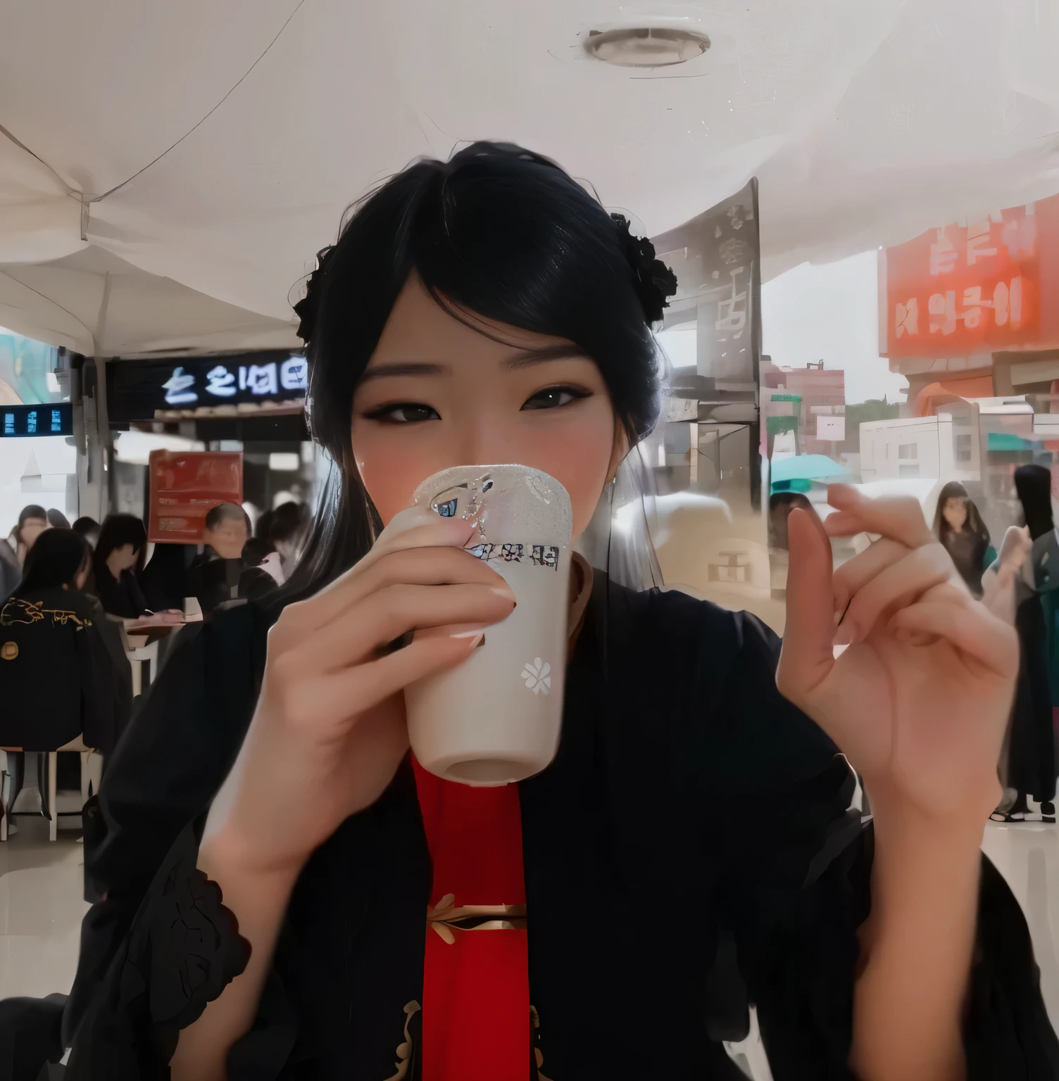 a close up of a woman with long hair wearing a black dress, lovely delicate face, gongbi, basia tran, 8k selfie photograph, asian face, 🤤 girl portrait, sakimi chan, korean girl, young cute wan asian face, 8k)), sha xi, realistic. cheng yi, fanart, sakimichan, xision wu