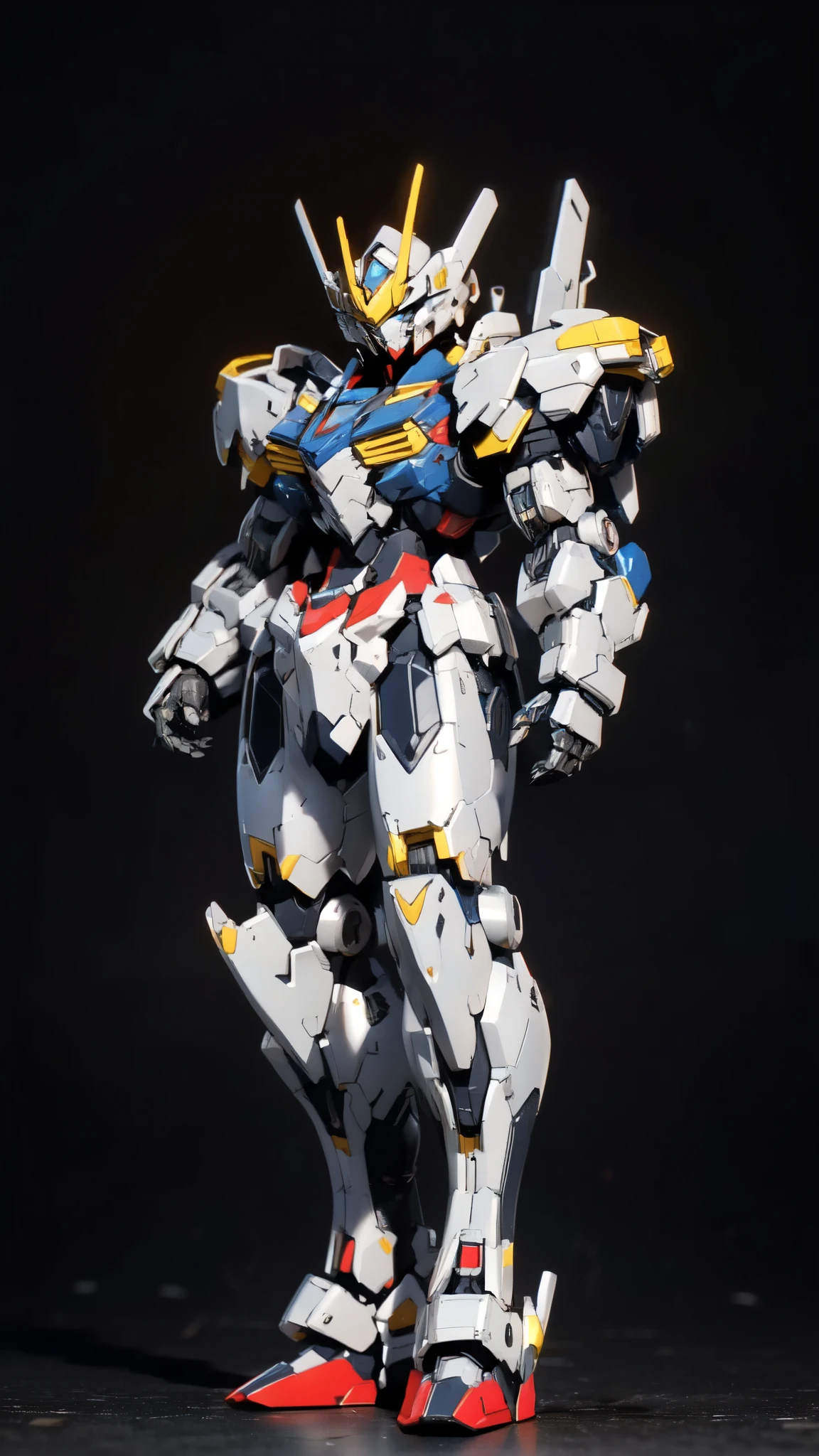 (masterpiece:1.5, best quality:1.5, extremely delicate:1.5), humanoid Mecha, fully enclosed shoulder guards, matching arm and leg guards, full body, full armor, the design balances heavy with agility, (the color scheme is primarily white with red and blue accents, the concept Inspired by Super robot, organic biotech armor, standing, floating high above the futuristic sci-fi city), exquisite and mature art style, (aura effect, energy, glowing eyes, the armor glows), ((SRS)), metallic, dramatic, high definition, highres, ultra-detailed, ultra-fine painting, professional, perfect body proportions, anatomically correct, symmetrical face, extremely detailed eyes and face, high quality eyes, creativity, RAW photo, UHD, 32k, Natural light, cinematic lighting, masterpiece-anatomy-perfect