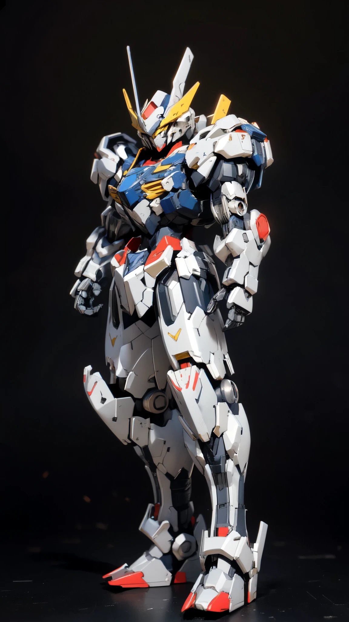 (masterpiece:1.5, best quality:1.5, extremely delicate:1.5), humanoid Mecha, fully enclosed shoulder guards, matching arm and leg guards, full body, full armor, the design balances heavy with agility, (the color scheme is primarily white with red and blue accents, the concept Inspired by Super robot, organic biotech armor, standing, floating high above the futuristic sci-fi city), exquisite and mature art style, (aura effect, energy, glowing eyes, the armor glows), ((SRS)), metallic, dramatic, high definition, highres, ultra-detailed, ultra-fine painting, professional, perfect body proportions, anatomically correct, symmetrical face, extremely detailed eyes and face, high quality eyes, creativity, RAW photo, UHD, 32k, Natural light, cinematic lighting, masterpiece-anatomy-perfect