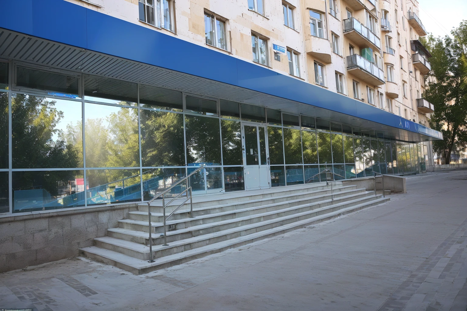 Add a luminous display with a ticker and an inscription to the blue visor "Gorky Center for Innovative Development"