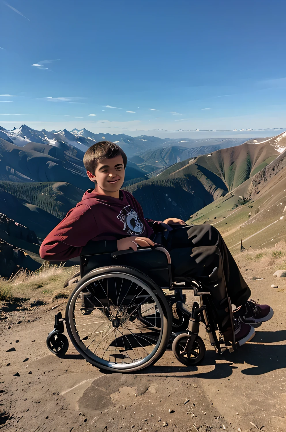 A disabled teenager on a mountain with the devil