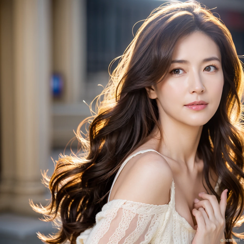 Beautiful mature woman with beautiful wavy long hair, Sexy Mature, Ultra-high resolution,(Realistic:1.4), ((Highest quality)), ((masterpiece)), (be familiar with),
