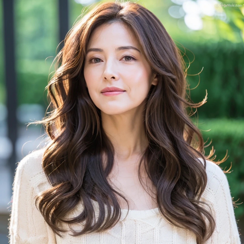 Beautiful mature woman with beautiful wavy long hair, Sexy Mature, Ultra-high resolution,(Realistic:1.4), ((Highest quality)), ((masterpiece)), (be familiar with),