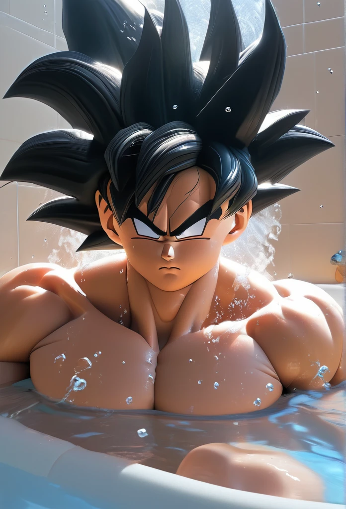 Son goku in skinny jockstrap in the bath