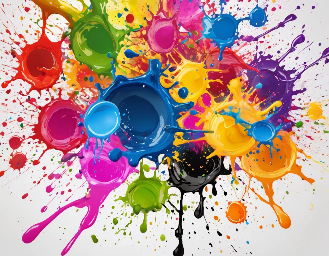 a colorful splash Paint splattered on a white background, Splashes of bright paint, Color Splash, Color ink爆炸, Ink splatter, Paint splatters, Paint splash, Paint splatter, Paint splatter, 彩虹色的Ink splatter, some Paint splashes, Paint splashes, Ink painting, Ink splatters, Color ink, Color Splash