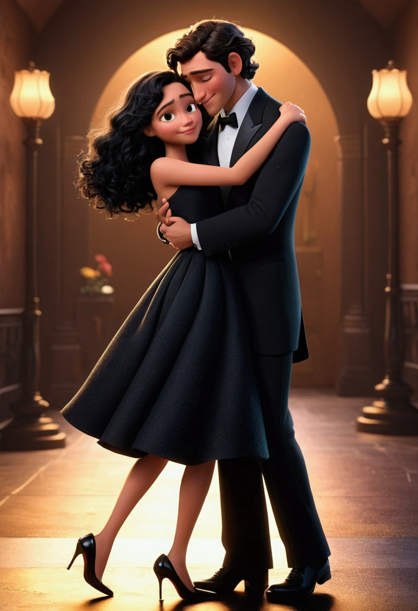 man and woman facing each other hugging, with a passion rose covering the entire scene in the background, with the background of the scene in black and white vintage style, 8k, cartoon