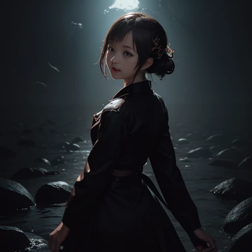 混沌of最も美しい形of肖像, elegant, Brutal Designer, Bright colors, Romanticism, Aptel, (アプテラスof不気味な解剖:1.3), ((Ahegao)), rolling_eye, ((Head Down)), 血of海に浸かる邪悪な少女, Sharp teeth,黒ofハイレグ水着を着て、 Crazy laughter, ((Attenuation and spooky)), 空of上に, アートステーションofトレンド. 8K masterpiece, ((Symmetric)), of, Attenuation, 復讐に燃える日本of幽霊, Spooky dark village