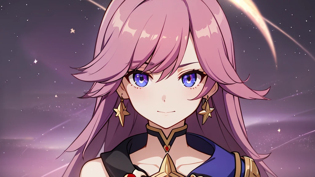 1 girl, star wizard, Pink and red hair of Maria Chiquinha, Cosmic comets, using may