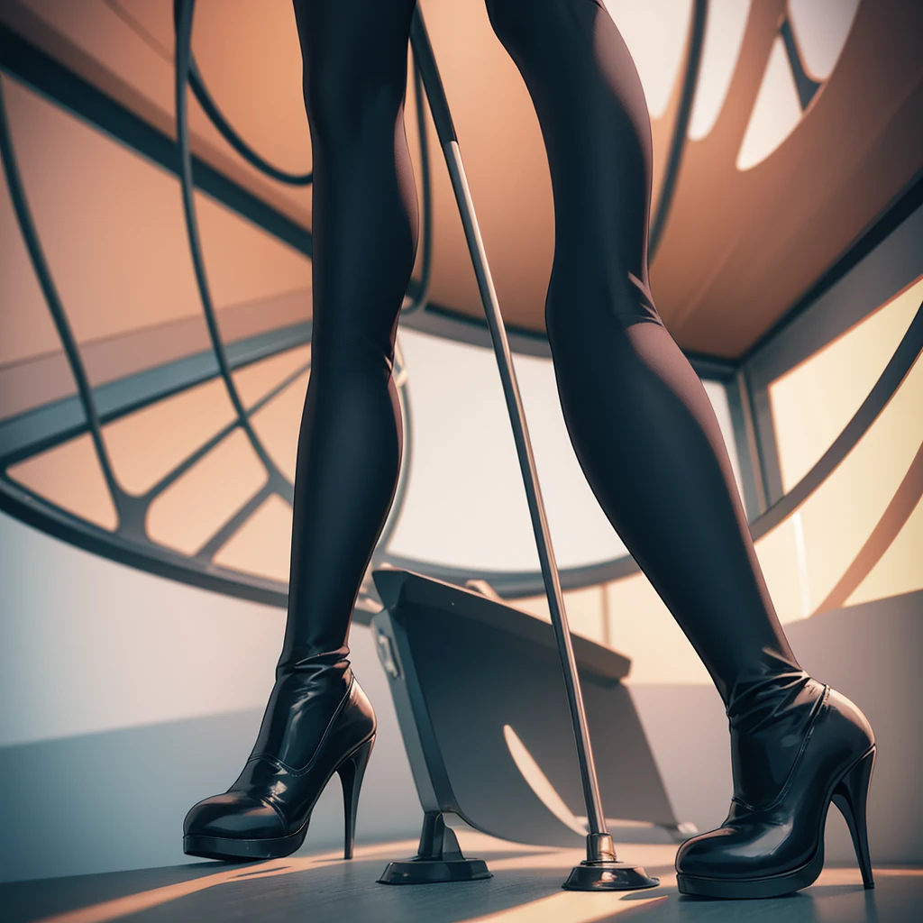 anime girl, high heel boots, leg posing, best quality, leggings, foot close up view only