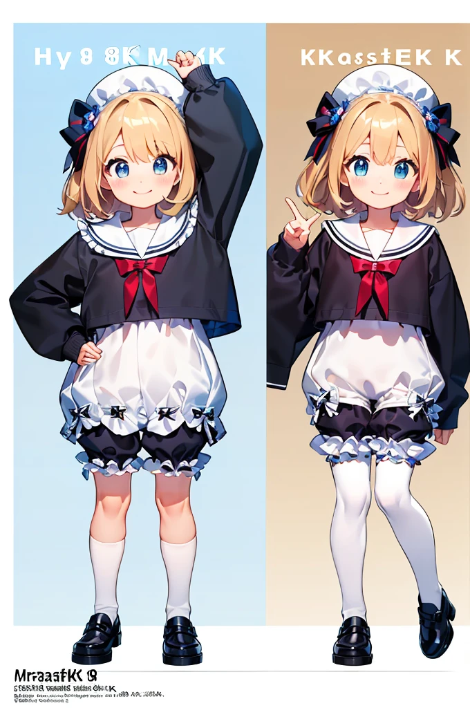 Number of primary school students, (masterpiece:1.8),(Highest quality:1.8),(Very detailed:1.8),(8k:1.8),(Ultra-fine Illustration:1.2),Random Hairstyles,Flat Chest,Long sleeve sailor suit,Butt,(Frills,Bloomers:1.5),(Pose with a smile:1.5),running,(Full body angle),, corridor