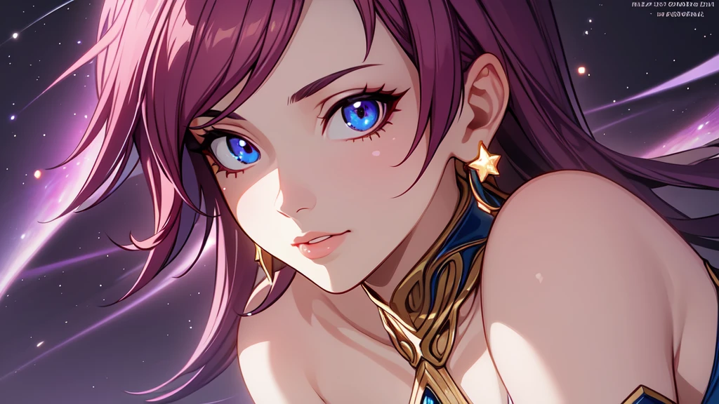 1 girl, bikini-clad body, stellar mage, Maria Chiquinha's pink and red hair, cosmic comets, wearing swimsuit, detailed face, beautiful detailed eyes, beautiful detailed lips, extremely detailed eyes and face, long eyelashes, beautiful detailed skin, soft lighting, glowing energy aura, ethereal, dreamlike, intricate celestial patterns, vibrant colors, glowing cosmic energy, dynamic pose, photorealistic, 8k, highly detailed, masterpiece, digital art