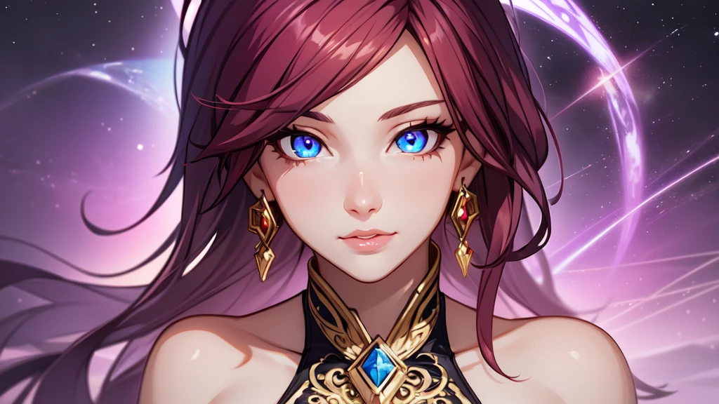 1 girl, bikini-clad body, stellar mage, Maria Chiquinha's pink and red hair, cosmic comets, wearing swimsuit, detailed face, beautiful detailed eyes, beautiful detailed lips, extremely detailed eyes and face, long eyelashes, beautiful detailed skin, soft lighting, glowing energy aura, ethereal, dreamlike, intricate celestial patterns, vibrant colors, glowing cosmic energy, dynamic pose, photorealistic, 8k, highly detailed, masterpiece, digital art