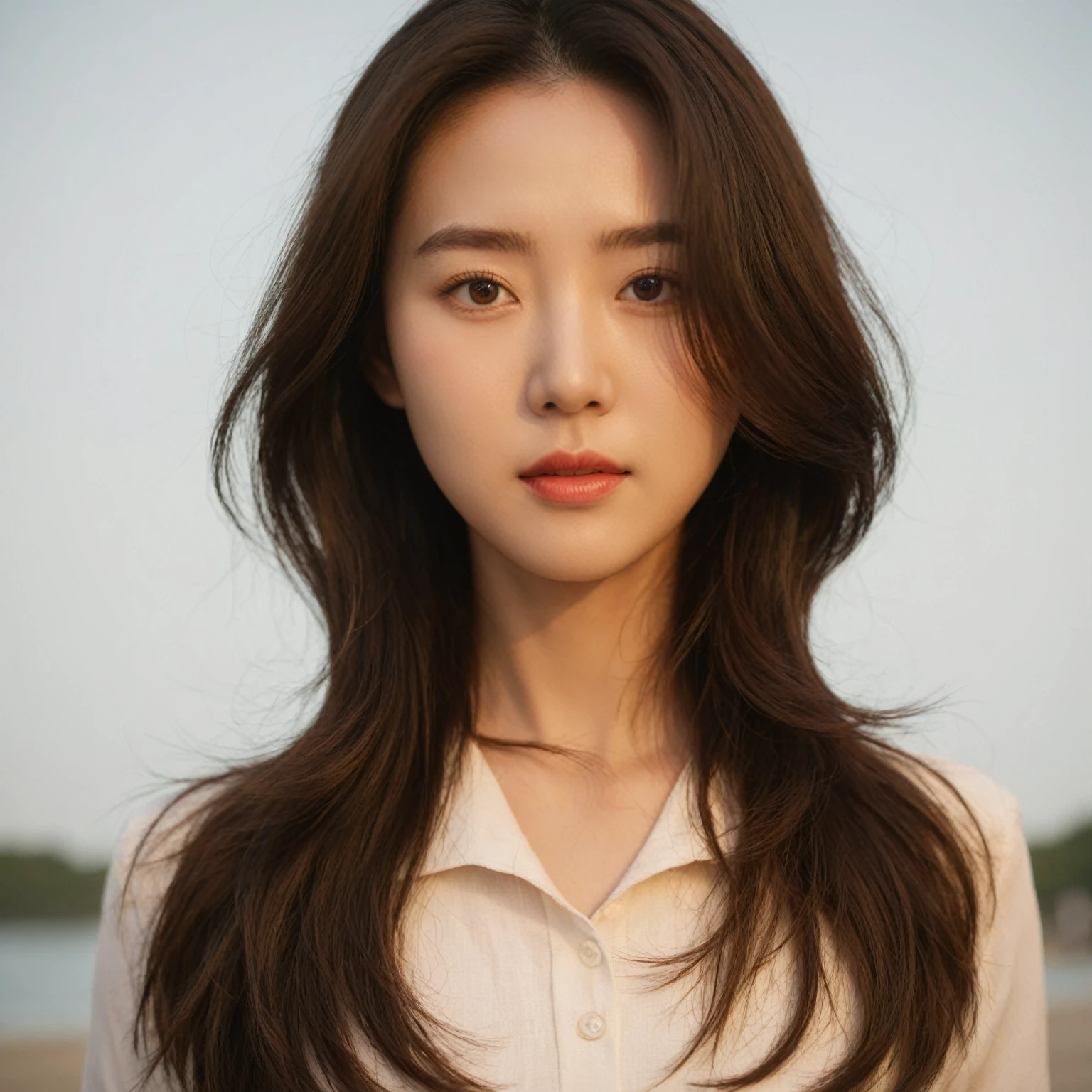 Best Quality, 8k, Masterpiece, (Portrait: 1.3), (photo realistic:1.4), (hyper realistic:1.4), Sharp Focus, looking at viewer, (smoother lighting:1.1), (increase cinematic lighting quality:0.9), realistic lighting, backlighting, light on face, ray trace, (brightening light:1.2), (Increase quality:1.4), sharp detail, (best quality real texture skin:1.4), finely detailed eyes, black_eyes, finely detailed face, 25 year old Korean woman