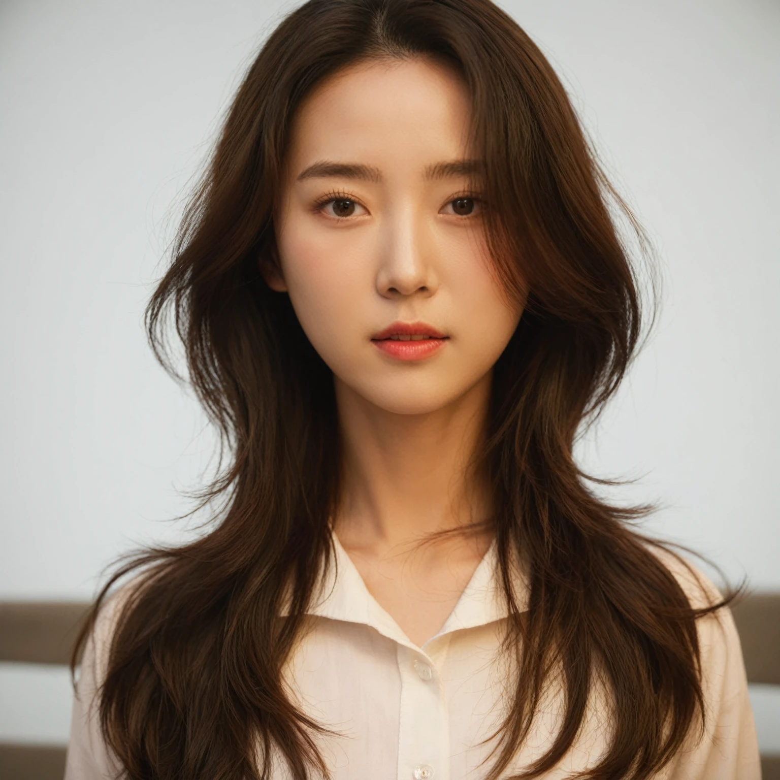 Best Quality, 8k, Masterpiece, (Portrait: 1.3), (photo realistic:1.4), (hyper realistic:1.4), Sharp Focus, looking at viewer, (smoother lighting:1.1), (increase cinematic lighting quality:0.9), realistic lighting, backlighting, light on face, ray trace, (brightening light:1.2), (Increase quality:1.4), sharp detail, (best quality real texture skin:1.4), finely detailed eyes, black_eyes, finely detailed face, 25 year old Korean woman