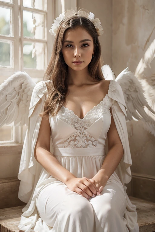 beautiful, masterpiece, Alessa Savage, smiling, big wings , best quality, extremely detailed face, long black dress, black dark, perfect lighting, 1girl, solo, , kneels, blush, hell, abyss, darkness, 