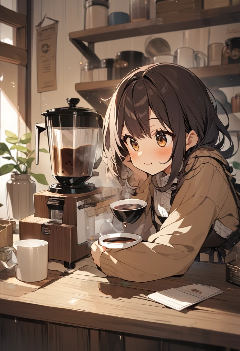 Aromatic coffee、One girl、cute