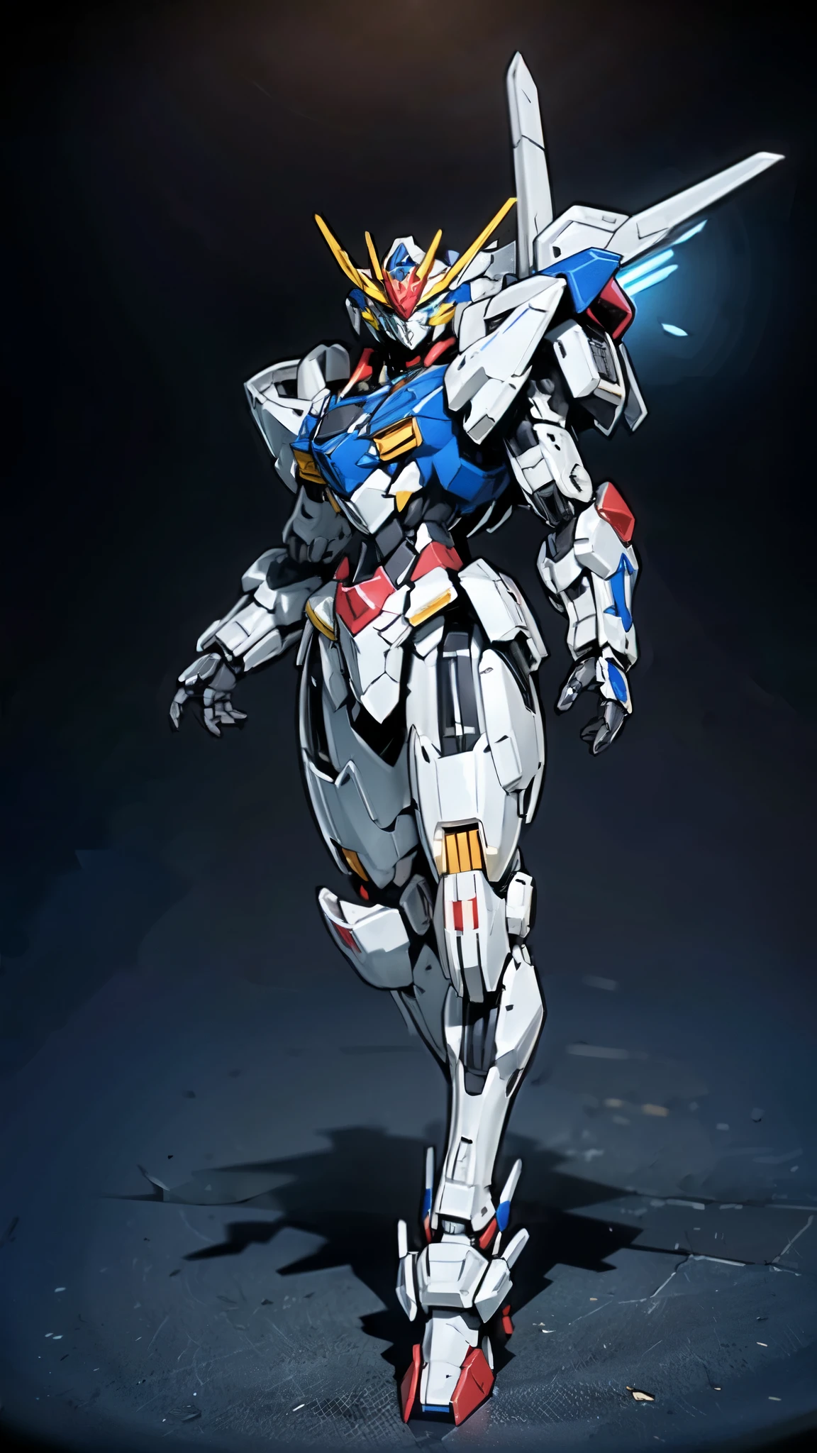 (masterpiece:1.5, best quality:1.5, extremely delicate:1.5), humanoid Mecha, fully enclosed shoulder guards, matching arm and leg guards, full body, full armor, the design balances heavy with agility, (the color scheme is primarily white with red and blue accents, the concept Inspired by Super robot, organic biotech armor, standing, floating high above the futuristic sci-fi city), exquisite and mature art style, (aura effect, energy, glowing eyes, the armor glows), ((SRS)), metallic, dramatic, high definition, highres, ultra-detailed, ultra-fine painting, professional, perfect body proportions, anatomically correct, symmetrical face, extremely detailed eyes and face, high quality eyes, creativity, RAW photo, UHD, 32k, Natural light, cinematic lighting, masterpiece-anatomy-perfect