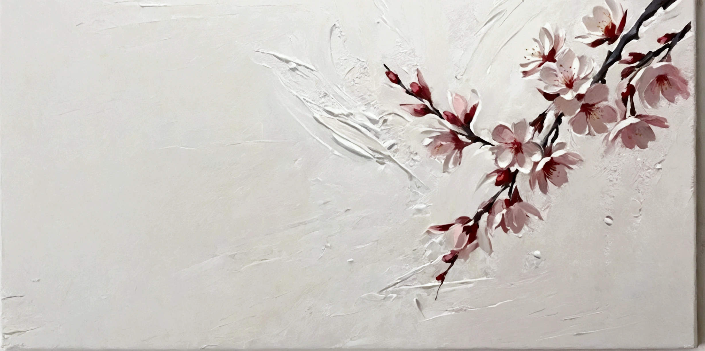 Cherry blossoms,color,Perfect proportion,vanilla,bright,White background,real,emotion,Thick textured paint,