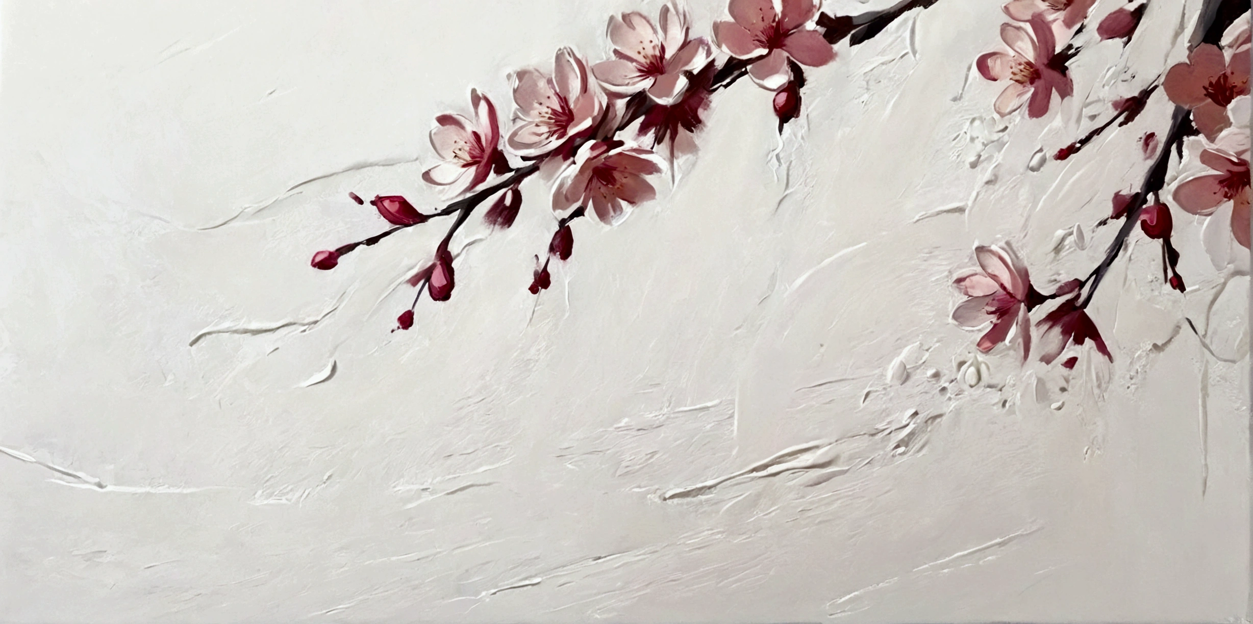 Cherry blossoms,color,Perfect proportion,vanilla,bright,White background,real,emotion,Thick textured paint,